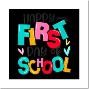 Back To School Teachers Kids Boys Happy First Day Of School Posters and Art
